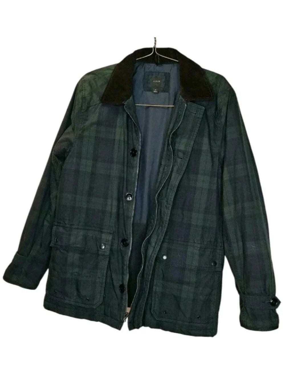 J Crew Men M Highland Skye Jacket Primaloft Hunting Plaid Black Corduroy Collar
